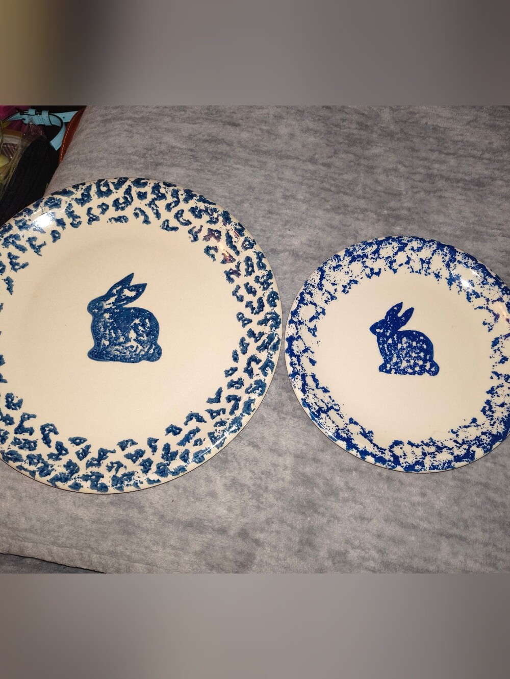 Blue Bunny Pattern Ceramic Dinner Plate - Home Dining